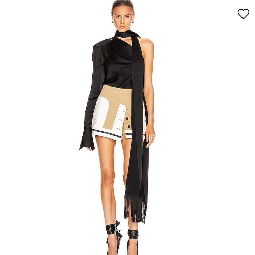 MONSE Regalia Scarf Blouse black fringe